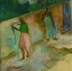 La Lessive.Laundery on the street.South India